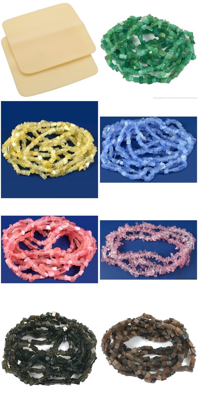 2 Beading Mats 8" x 8" & 7 Strands Glass & Chip Beads Various Colors and Sizes